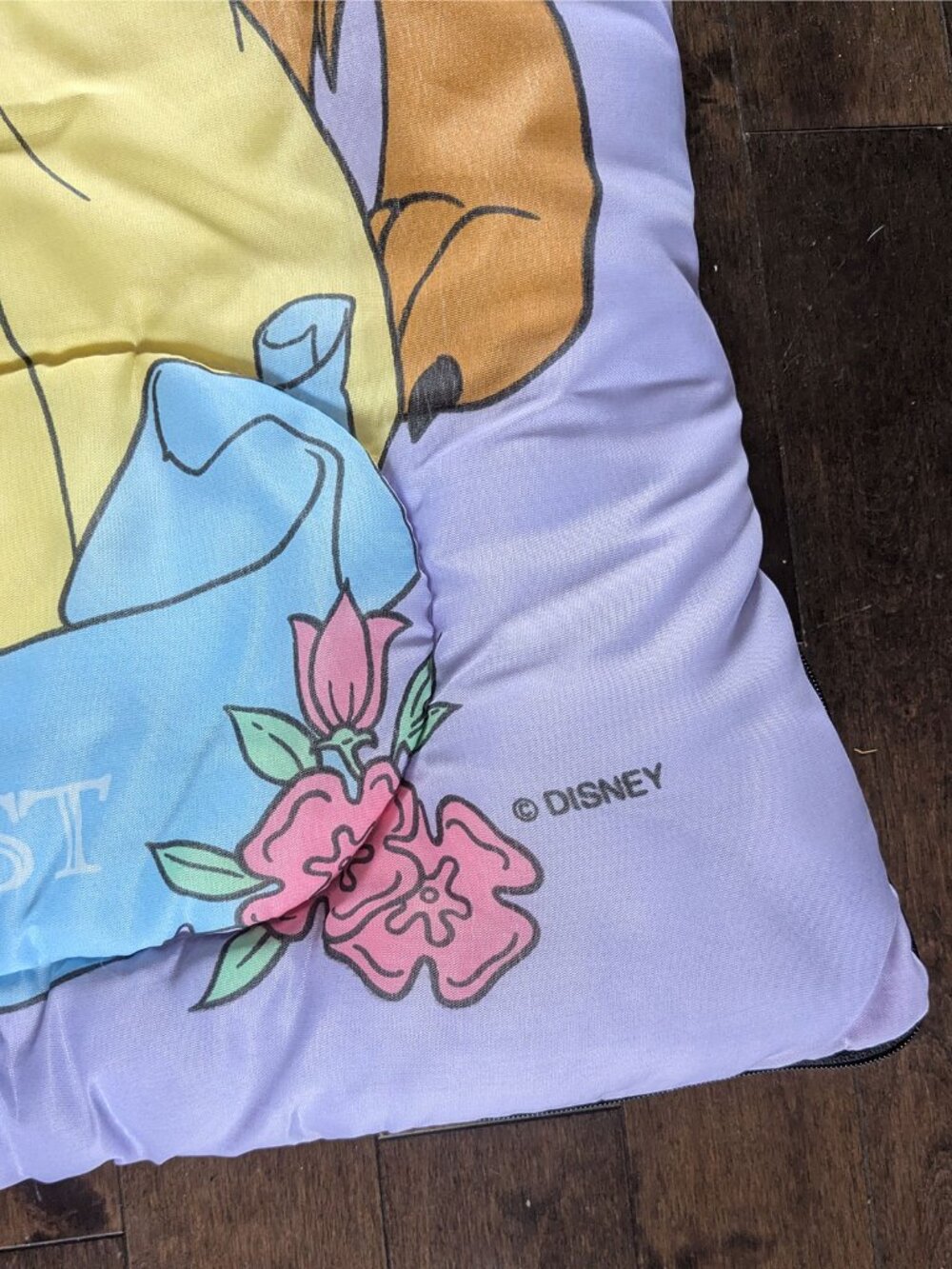 Vintage 90s Disney Beauty and the Beast Kids Sleeping Bag Retro Belle Princess - Picture 9 of 13